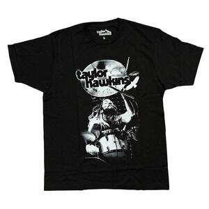 Taylor Hawkins Foo Fighters Drum Portrait Tribute Concert Black Shirt Size L